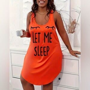 NWT Women’s Red Tank Graphic Lounge Dress Nightgown Pajama “Let Me Sleep Size XL